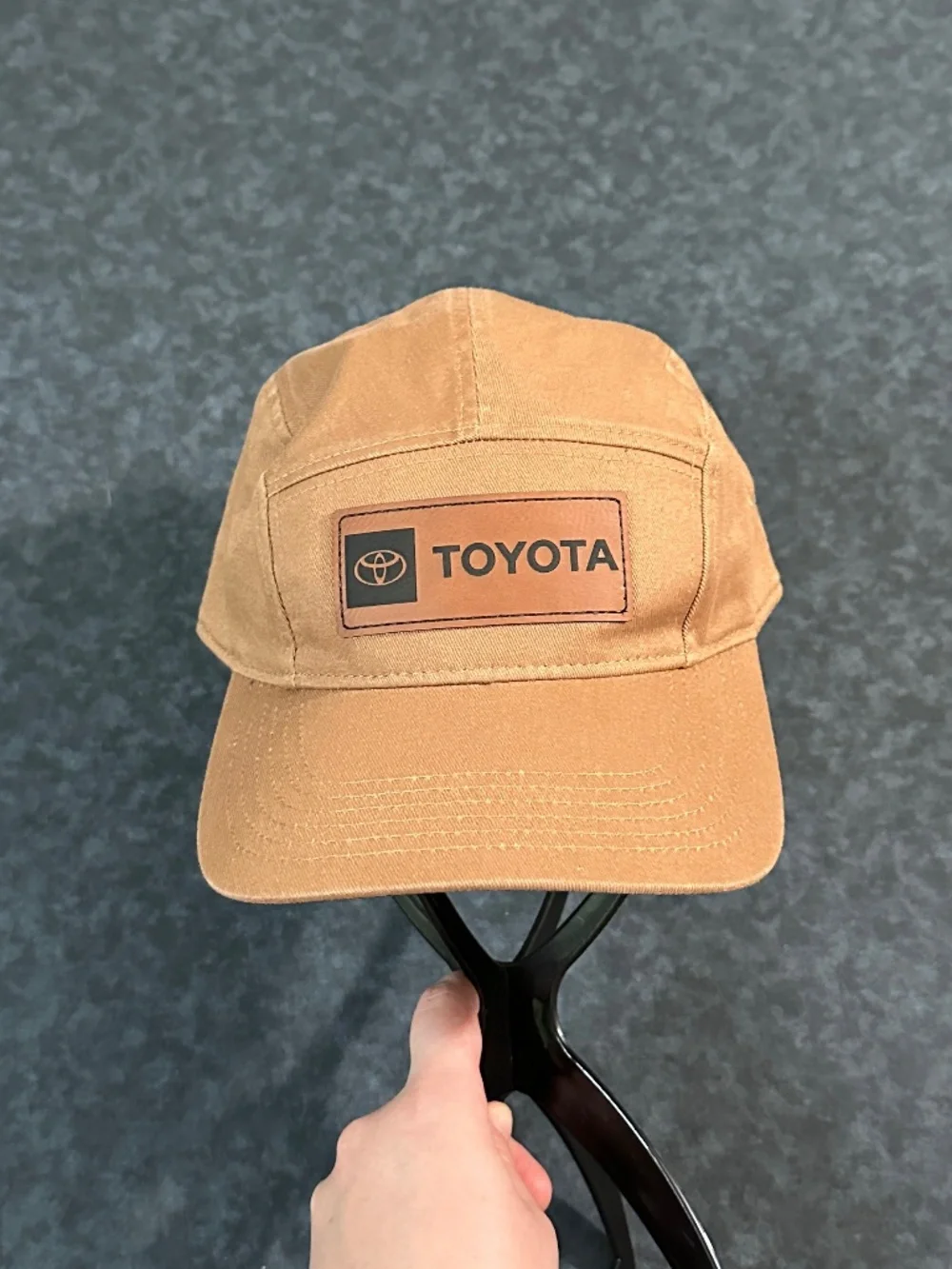 Toyota Tan 5 Panel Hat with Leather Patch